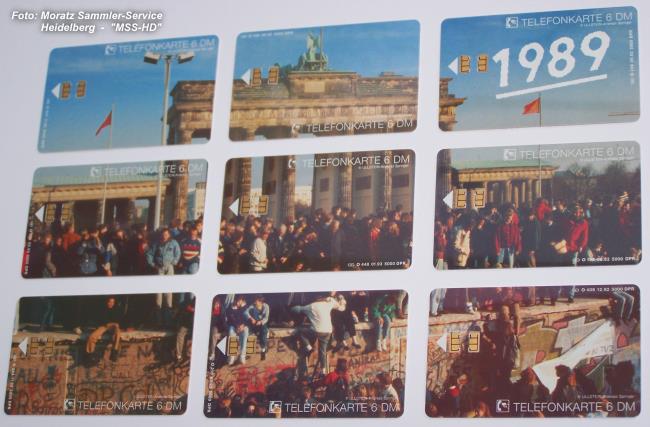 Brandenburger Tor-Telefonkarten ausgebreitet (Vorderseite)